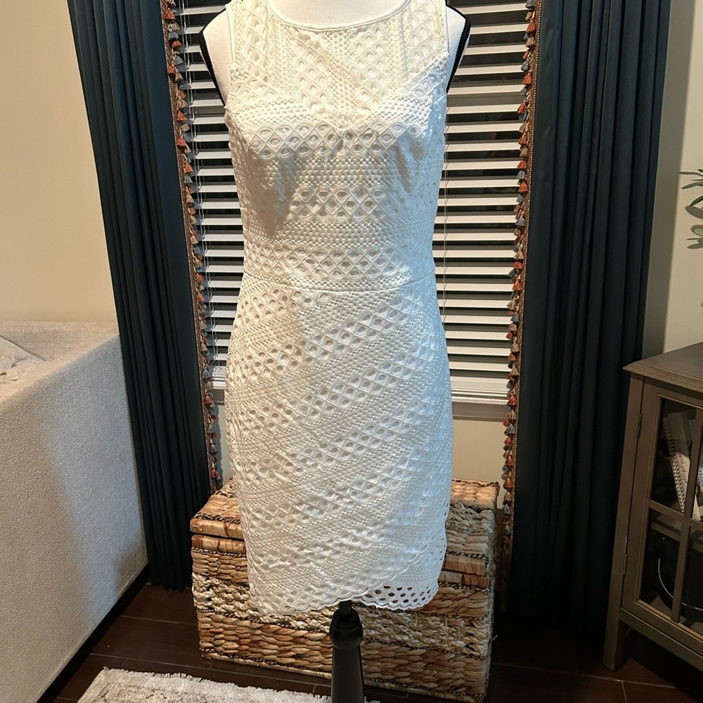 Guess White Textured Mini Dress